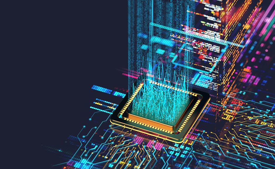 Abstract digital display of data charts and graphs.