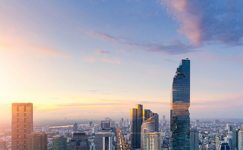 A city with tall buildings