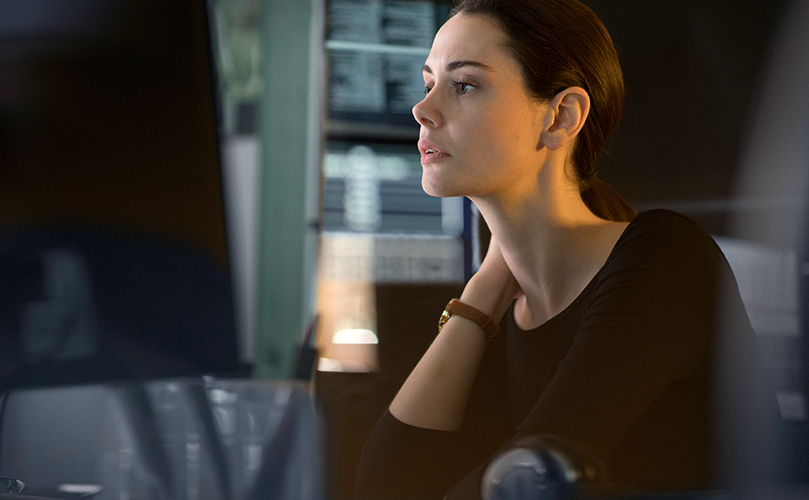 Person looking at a computer screen