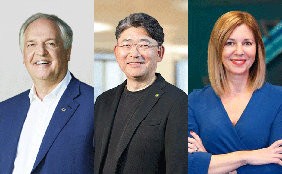 Paul Polman, former CEO of Unilever, and Shin Shuda and Laura Bonamici of Fujitsu.